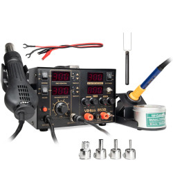 Stacja lutownicza Yihua 853D 3w1 800W HotAir + Kolbowa + zasilacz 5A 0-30V
