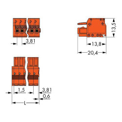 WAGO 2734-212 Female MCS-MINI 12P 3.81mm Push Buttons