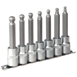 Sealey AK622 Hex Ball-end Socket Bit Set 7pc 100mm 1/2"sq Drive Metric