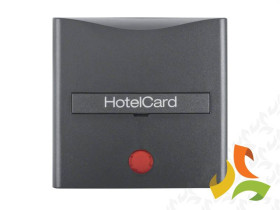 BERKER B.KWADRAT Nasadka z nadrukiem i czerwoną soczewką do wyłącznika hotelowego na kartę antracyt mat 16401606 HAGER