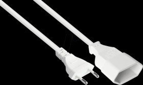 P0300-W050 Euro cord extension Typ C to Euro-socket, white, 0,75 mm², 5 m