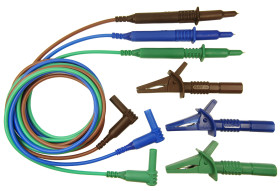 Zestaw przewodów i złączy pomiarowych, zawartość: 1 zespół czarnego przewodu, 1 adapter niebieskiej sondy CAT III, 1