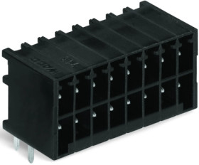 Pin header, 16 pole, pitch 3.5 mm, angled, black, 713-1428