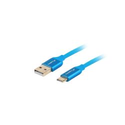 Przewód USB typ A - USB typ C QC3.0 miedź oplot 1,8m niebieski