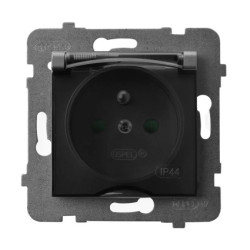 ARIA Gniazdo bryzgoszczelne z/u IP44 z przesłonami torów prądowych wieczko przezroczyste szary mat GPH-1UZP/m/70/d