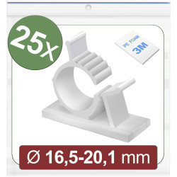 Quadrios 24CA448 Cable Clips White Self-adhesive &#xD8;16.5-20.1mm 25 pcs