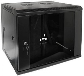 Szafa 19cali wisząca ZETA 9U 600x450 RAL9004 szkłod