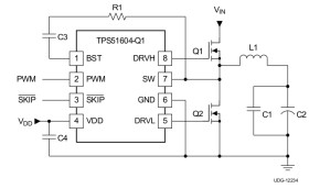 Automotive 4-A, 28-V half bridge gate driver for synchronous buck high frequency CPU