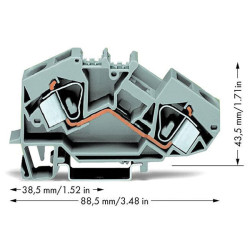 WAGO 783-601 2-conductor Through Terminal Block Grey