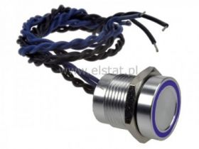 Przycisk piezo;16mm LED 24V niebieski; impuls IP68