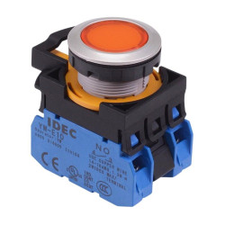 CW4L-M1E20Q4A Amber 24V illuminated Metallic Momentary Push Button Switch 2NO IP65 IDEC