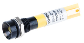 Lampka kontrolna do montażu panelowego 230V ac, Żółta 8mm LED Czarny RS PRO