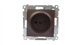 Simon 54 Gniazdo Pojedyncze B/U 16A Ip20 Z Przesłoną Torów Brąz Mat Dg1z.01/46