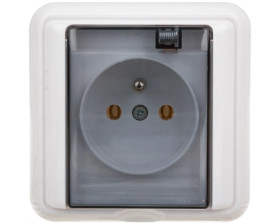 COSMO Gniazdo bryzgoszczelne z/u IP44 klapka dymna białe 331439