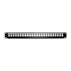 Qoltec Patch panel RACK 24 porty UTP blank Czarny