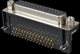 D-SUB socket, high density, 44-pin, print, angled