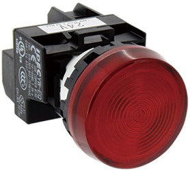 Light attachment, illuminable, waistband round, red, front ring black, mounting Ø 22 mm, YW1P-1EQ4R