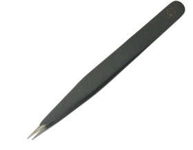 ESD tweezers, uninsulated, antimagnetic, carbon steel, 120 mm, BYB-7-30L0101