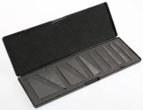 Zestaw mierników i bloków kątowych, Jednostki brytyjskie, elementy: 10, Stal