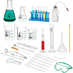 EISCO CH0871 Laboratory Starter Kit, 32 Pieces, Glassware & Plasticware