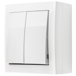 Łącznik świecznikowy podwójny SIMON Aquaclick natynkowy bryzgoszczelny IP44 biały 10AX Kontakt Simon ACW5/11