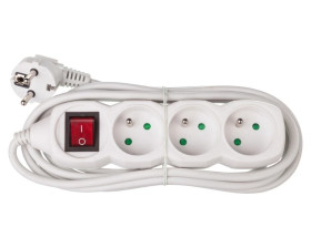 Przedłużacz z wyłącznikiem 3-gniazda z/u 3m /H05VV-F 3G1/ biały P1313