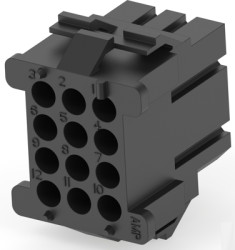 Plug housing, 12 pole, pitch 4.2 mm, straight, black, 1-640522-0