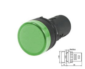 Kontrolka LED 28mm 230VAC zielona