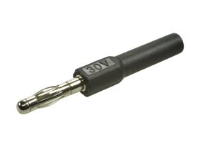 Adapter; Amass; 26.455.2; (M/F) wtyk bananowy 4mm / gniazdo bananowe 2mm; czarny; 51,5mm; 10A; 60V; mosiądz niklowany; PA; RoHS;