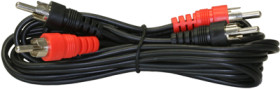 Connection cable, 1.8 m, black, 2 x RCA plug, straight to 2 x RCA plug, straight, 06.0020