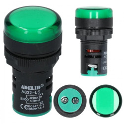 Lampka kontrolna sterownicza zielona LED fi:22 12V