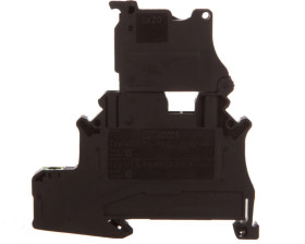 Złączka szynowa z bezpiecznikiem 5x20 2-przewodowa 4mm2 czarna LED 250V AC/DC UT 4-PE/HESI LA 250 (5X20) 3070079 /50szt./