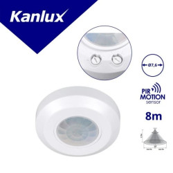 Czujnik ruchu PIR ZONA MINI-W 200VA Ø76mm 8m 360st. IP20 IIkl. okrągły biały 37364