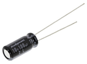 Kondensator 100μF 10V dc Radialny, Otwór przelotowy Rubycon roztaw: 2mm 5 (Dia.) x 11mm