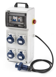 Złącze przemysłowe - zasilające 16A Gniazdo 230 V 2P + E RS PRO Szary IP65