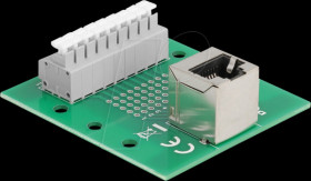 66993 RJ45 socket / terminal block, top hat rail, angled