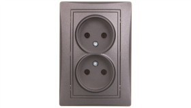 Domo Gniazdo Podwójne Bez Uziemienia Kompletne Śrubowe 16A 250V Grafit...