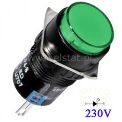 Przełącznik chwilowy okrągły zielony, 230 V AC