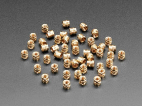 Adafruit Brass Heat-Set Inserts for Plastic - M3 x 4mm - 50 pack