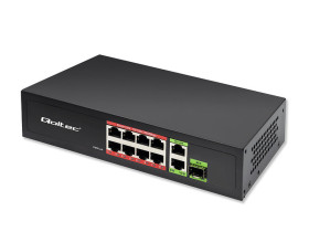 Switch PoE 8x RJ45 + 2x Uplink + 1x SFP 1000Mb/120W Qoltec