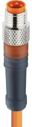 Sensor actuator cable, M8-cable plug, straight to open end, 3 pole, 3 m, PVC, orange, 4 A, 49983