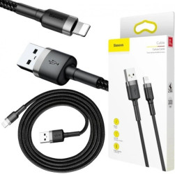 KABEL USB-A - Lightning / iPhone Baseus Cafule CALKLF-BG1 100cm Apple 2.4A CZARNO-SZARY W OPLOCIE
