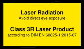 70119602 Laser warning label English DIN EN 60825, class 3R, 38x23 mm, ye