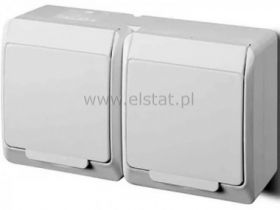 Gniazdo x2 natynkowe białe + uziem. IP44; biała