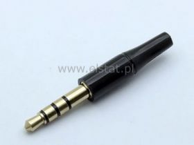 Wtyk Jack 3,5 stereo; czarny; 4-polowy 17mm prosty