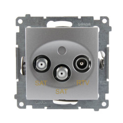 Gniazdo antenowe RTV+SAT+SAT srebrne DASK2.01/43 Kontakt Simon54