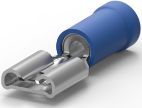 Insulated flat plug sleeve, 4.8 x 0.8 mm, 1.04 to 2.62 mm², AWG 16 to 14, brass, tin-plated, blue, 9-160479-2