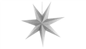Dekoracje- Gwiazda Papierowa Z Brokatem Na Brzegach, Biała, 60 Cm, Na Żarówkę...