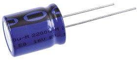 Kondensator 2200μF 16V dc Radialny, Otwór przelotowy Vishay roztaw: 7.5mm 16 (Dia.) x 20mm