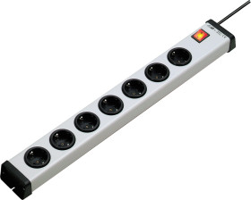 Listwa zasilająca 1.5mm², 16A, 250 V, 7 wtykowa CEE 7/7 niemieckie Schuko/francuskie dł. kabla 1.5m Czarny PVC Typ F